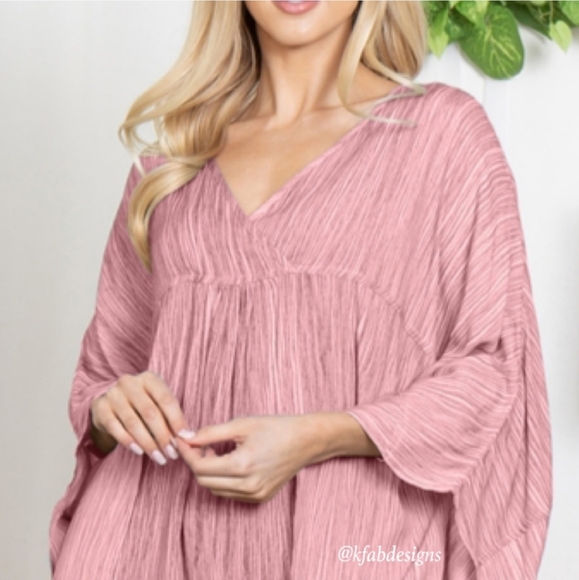 Easel, Gorgeous Dried Rose Color Surplice Neckline Tunic - L - Picture 6 of 6